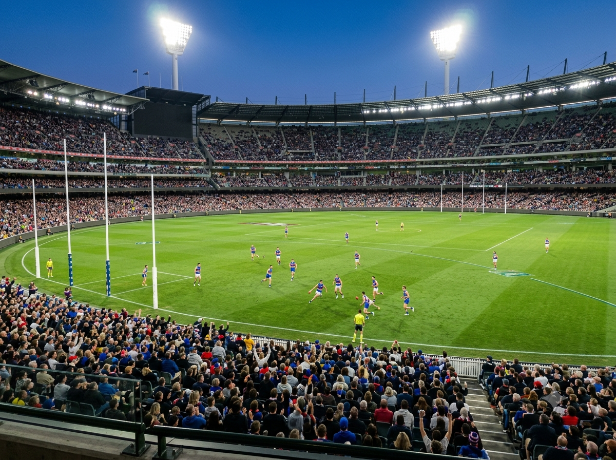 Stade de football australien animé un soir de match