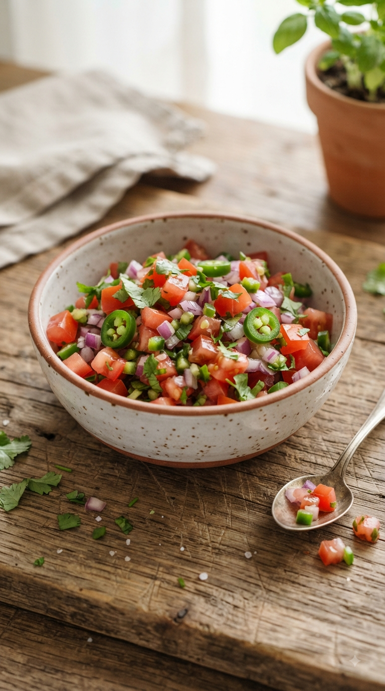 Pico de gallo mexicain, bol de salsa fraîche aux tomates et coriandre