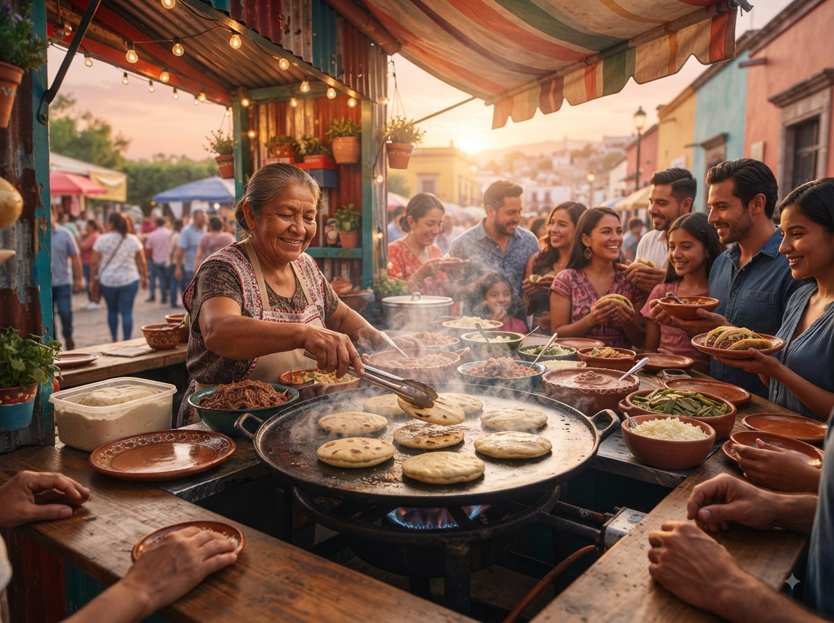 Stand de rue mexicain servant des gorditas