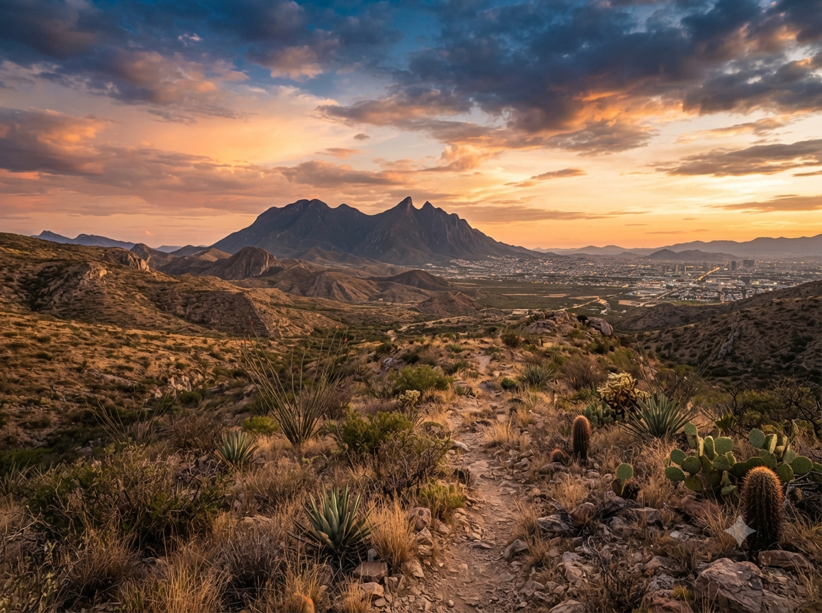 Région désertique de Monterrey avec montagnes en arrière-plan