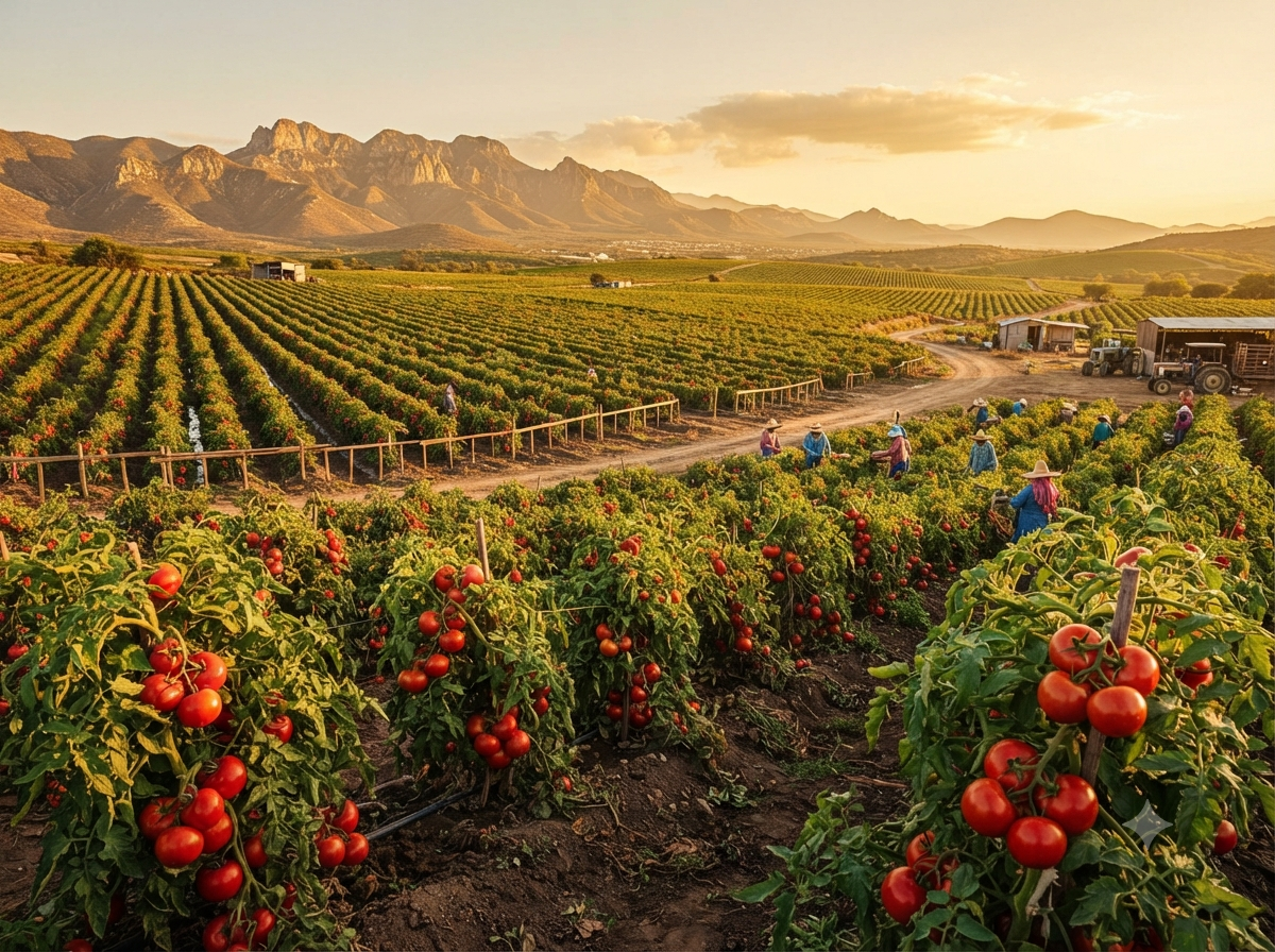Champs de tomates cultivés dans la campagne mexicaine