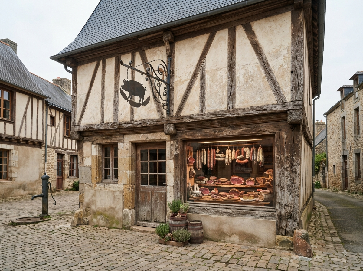 Charcuterie familiale de village allemand traditionnel