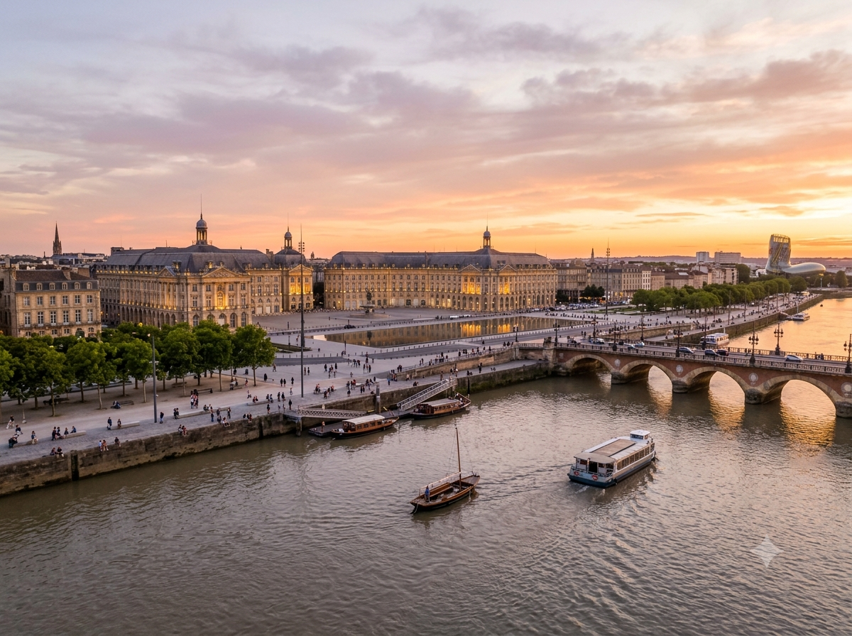 Quais de Bordeaux au bord de la Garonne, architecture du dix-huitième siècle