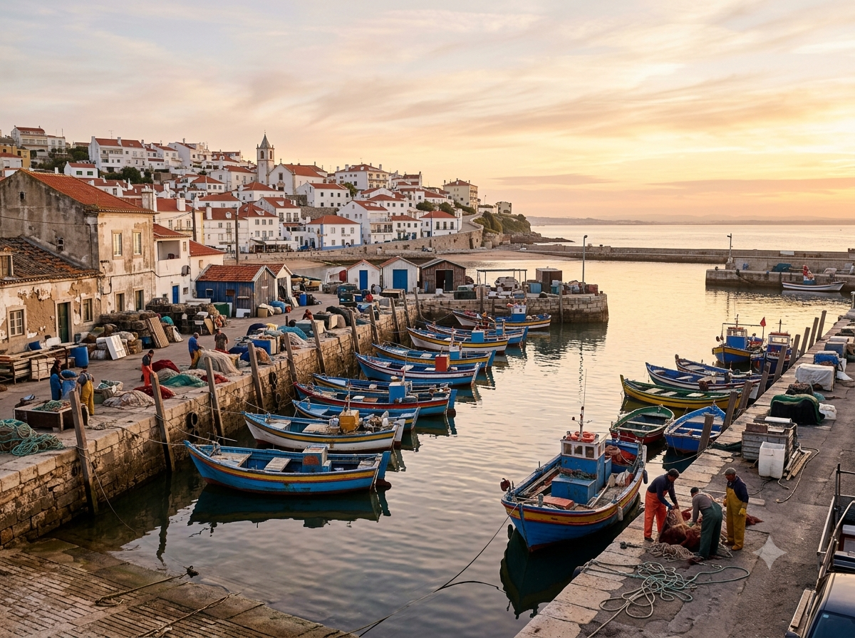 Scène de marché aux poissons traditionnel portugais