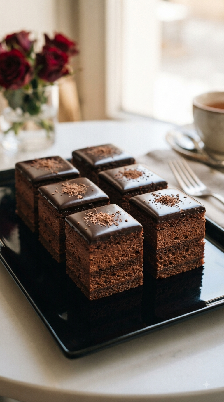 Rigó Jancsi hongrois, cubes de gâteau au chocolat glacés
