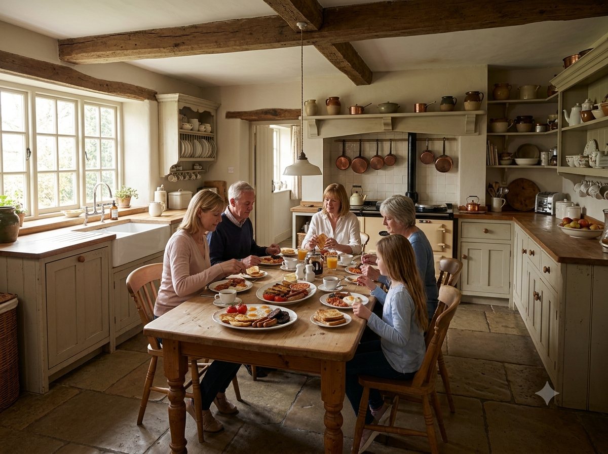Cuisine de campagne britannique avec ambiance de petit-déjeuner traditionnel