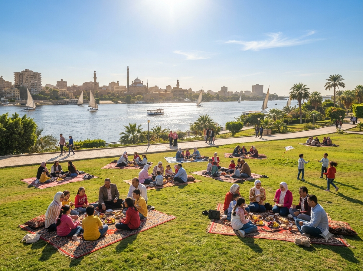 Bord du Nil au Caire lors de la fête de Sham el-Nessim
