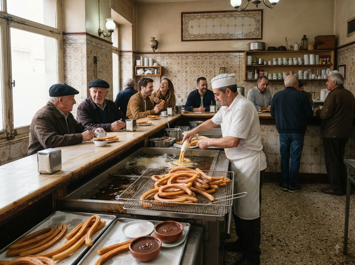 Churrería espagnole traditionnelle le matin