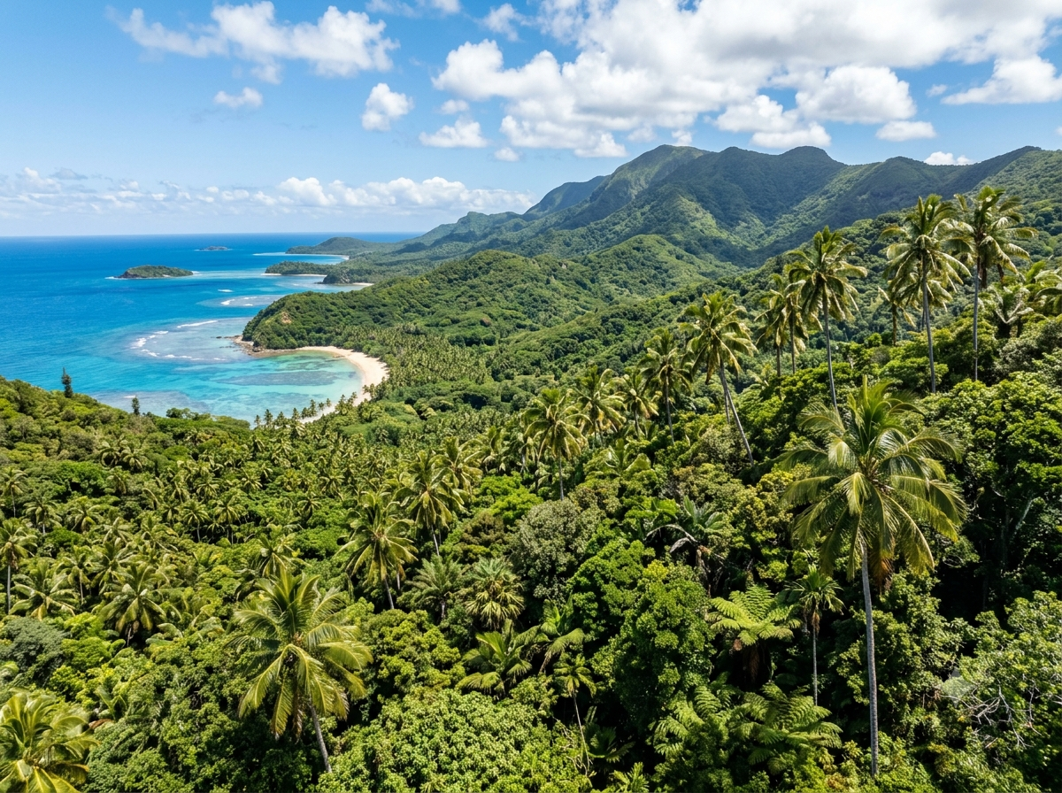 Forêt tropicale calédonienne avec cocotiers