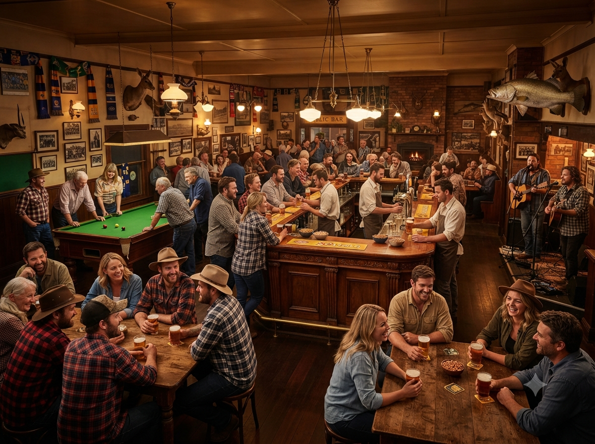 Pub traditionnel australien animé un soir de semaine