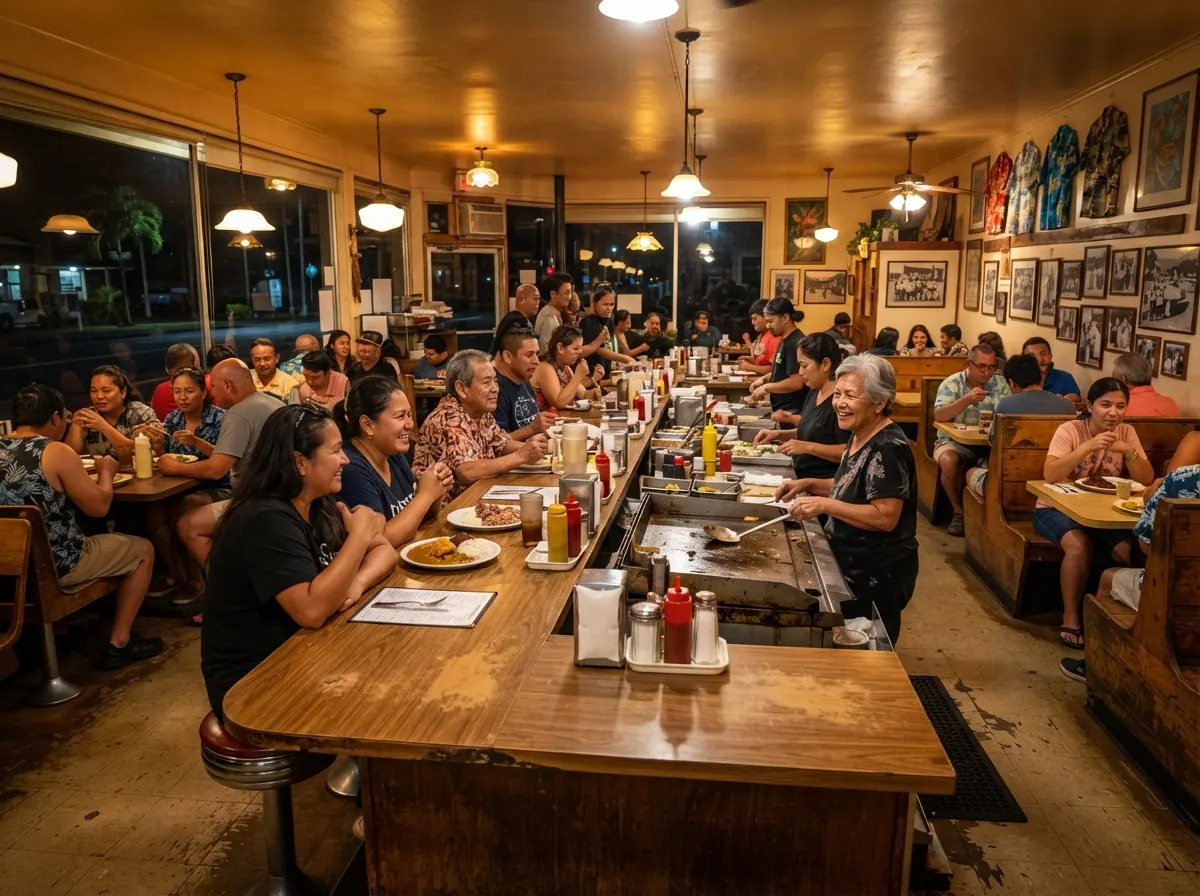 Snack-bar hawaïen traditionnel à Hilo