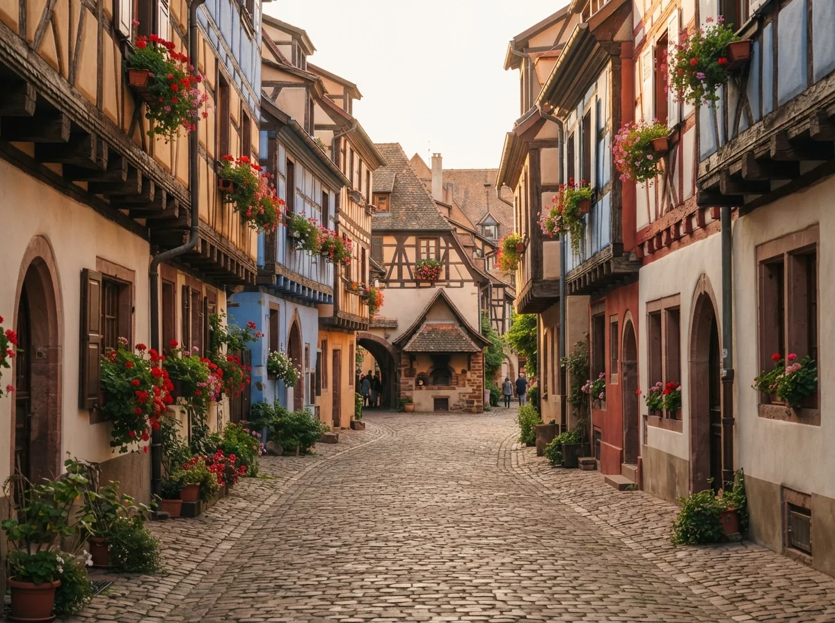 Vue patrimoniale évoquant l’origine de baeckeoffe alsacien en Alsace