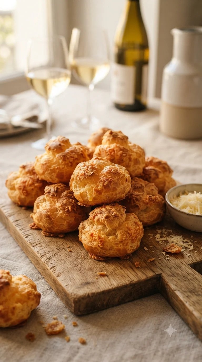 Gros plan sur gougères bourguignonnes, plat traditionnel de Bourgogne