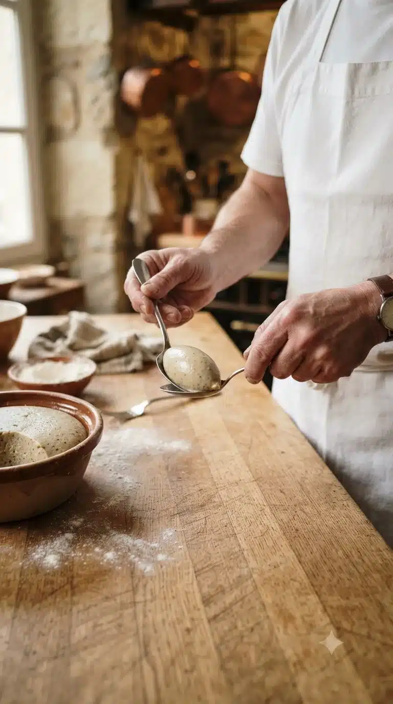 Pocher les quenelles dans une eau salée à peine frémissante jusqu’à ce qu’elles doublent de volume