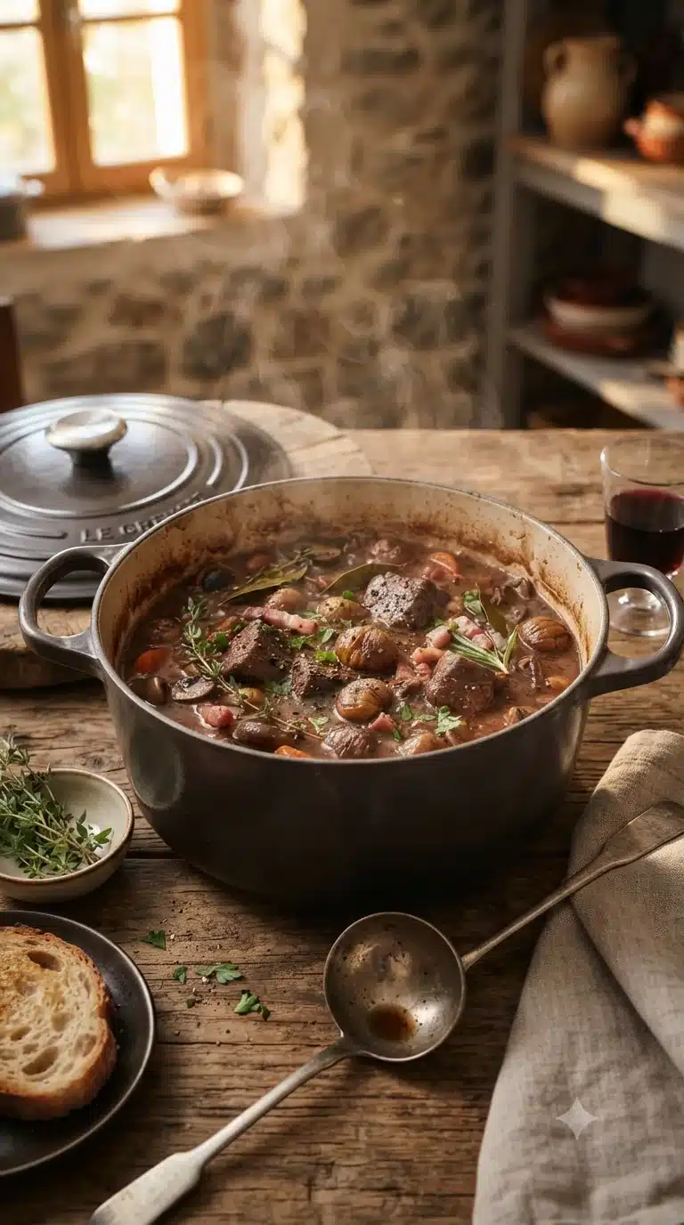 Gros plan sur civet de sanglier Corse, plat traditionnel de Corse