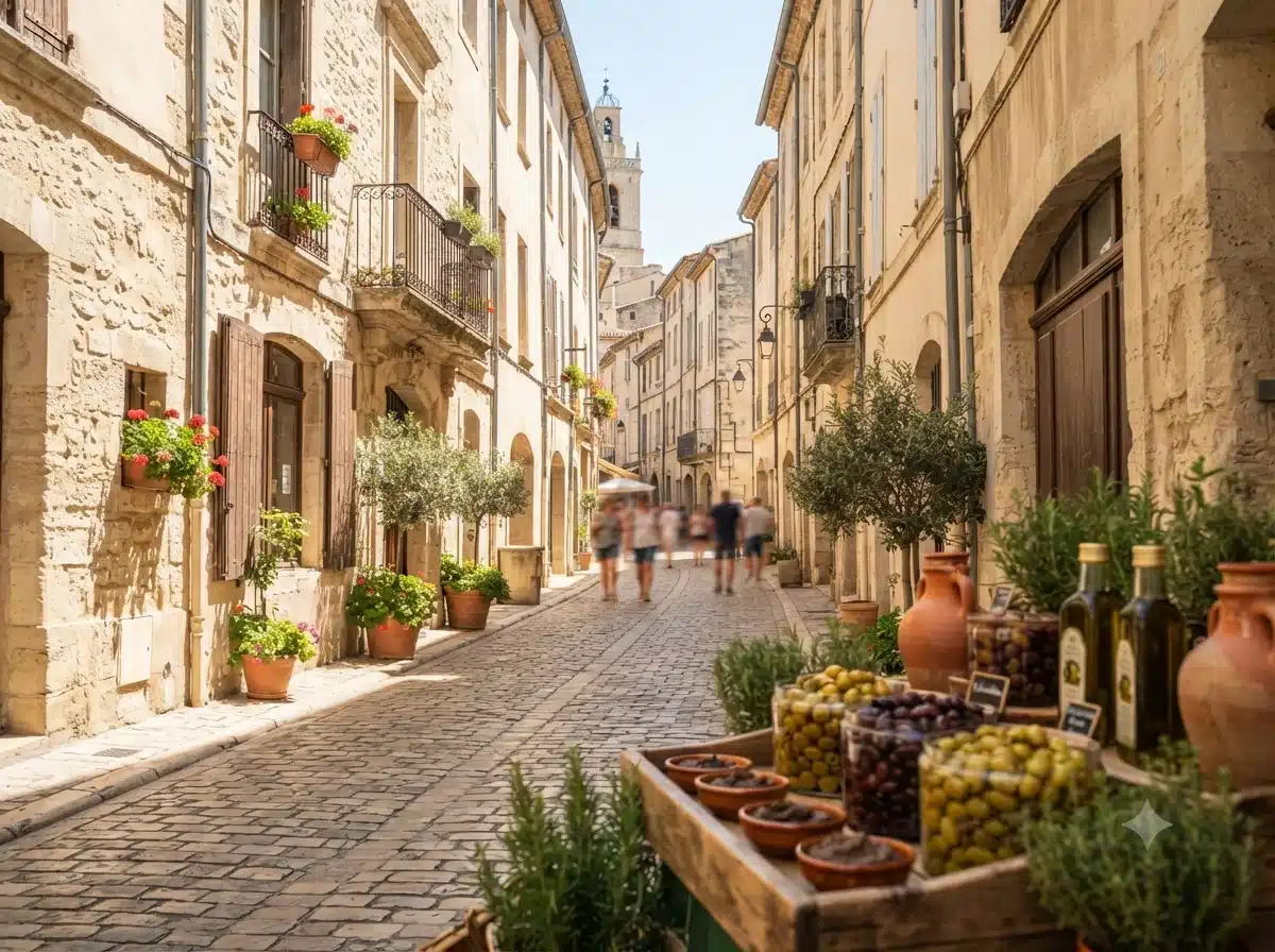 Vue patrimoniale évoquant l’origine de brandade de morue nîmoise en Nîmes (Gard)