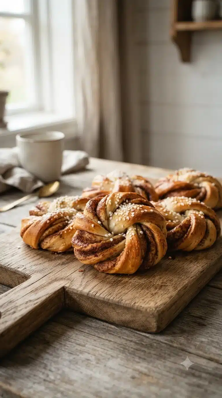 Gros plan sur kanelbullar suédois, plat traditionnel de Suède