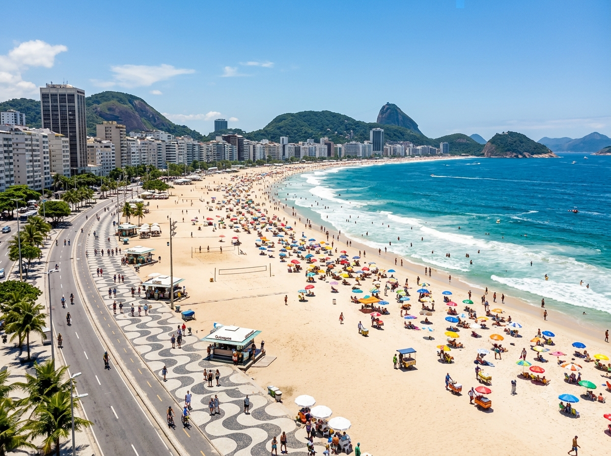 Plage de Copacabana avec marchands ambulants