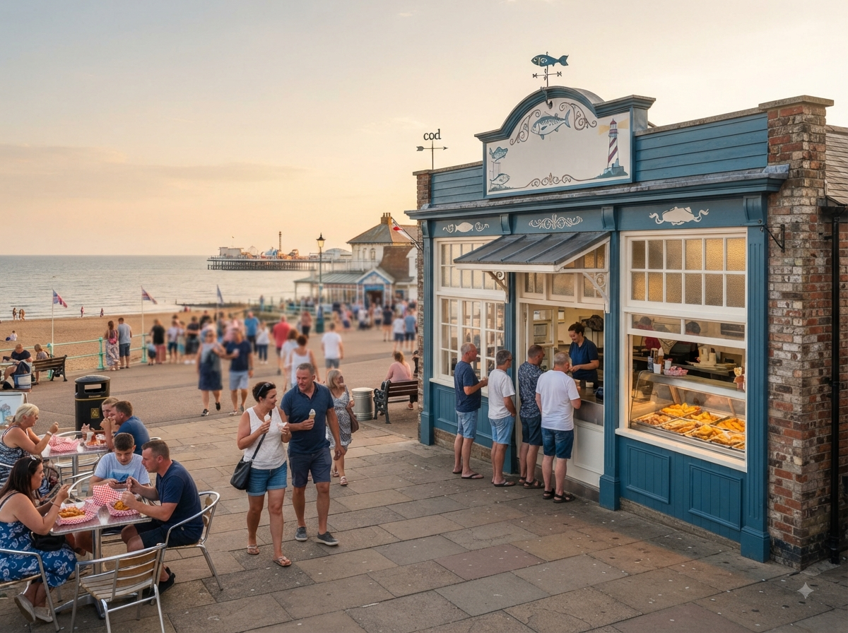 Friterie britannique traditionnelle en bord de mer