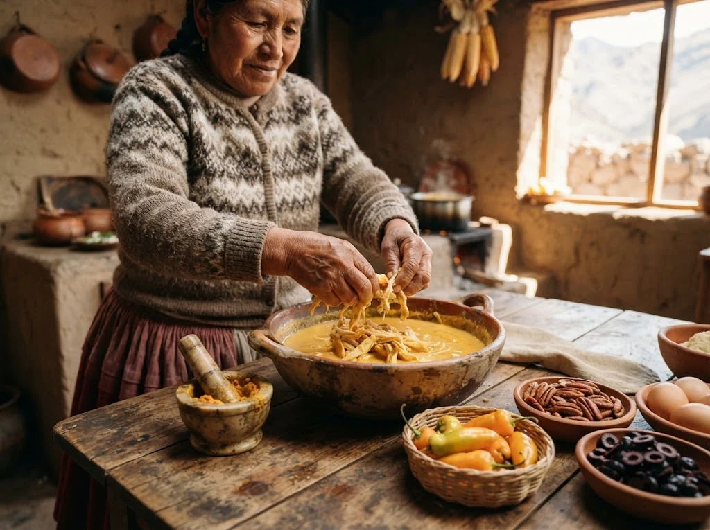 Contexte culinaire de Pérou autour de Ají De Gallina Péruvien
