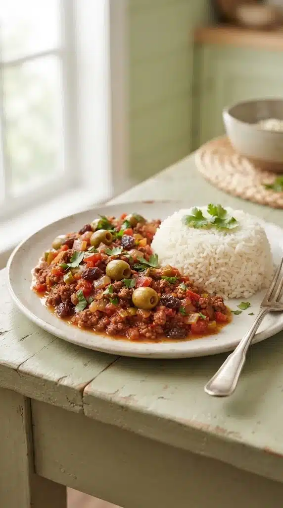 Picadillo Cubain, présentation traditionnelle