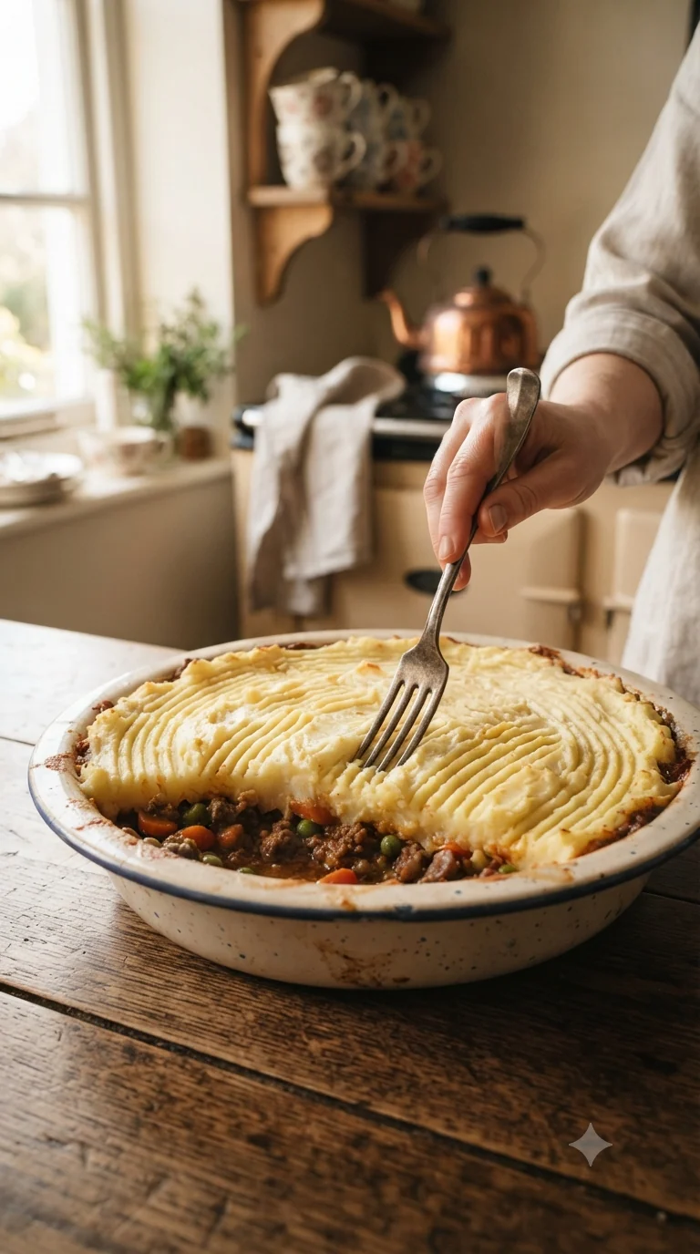 Strier la surface de la purée à la fourchette avant d’enfourner pour obtenir un gratiné irrégulier