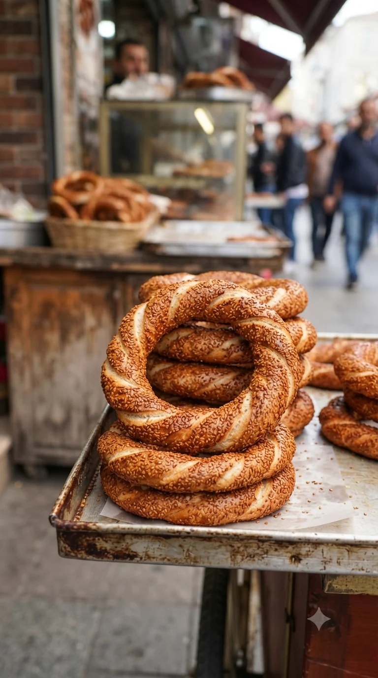 Gros plan sur simit turc, plat traditionnel de Turquie