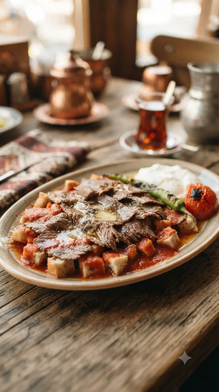 Gros plan sur iskender kebab turc, plat traditionnel de Turquie