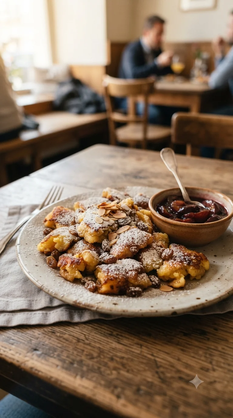 Gros plan sur kaiserschmarrn autrichien, plat traditionnel d’Autriche