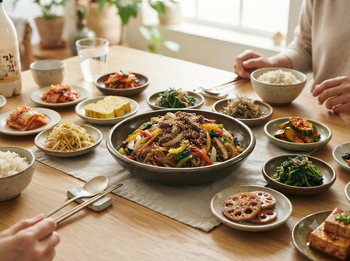 Vue patrimoniale évoquant l’origine de japchae coréen en Corée du Sud