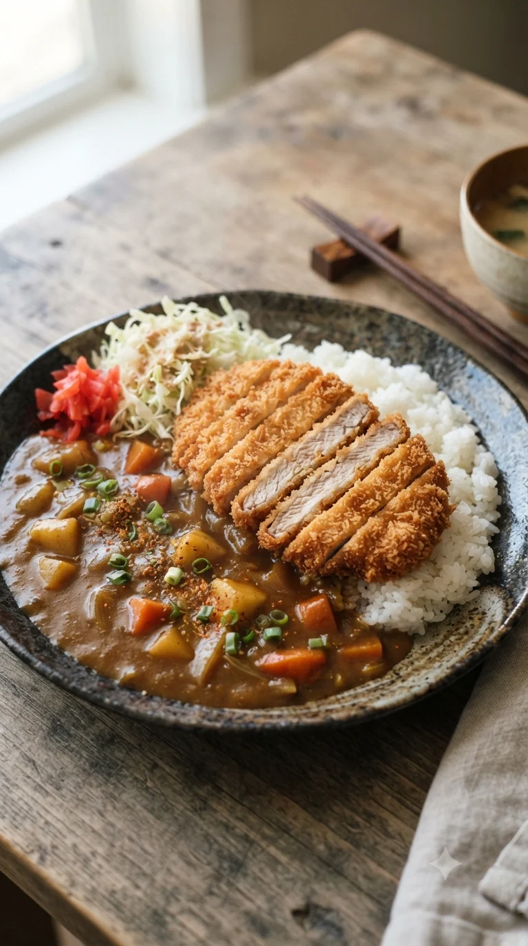 Gros plan sur katsu curry japonais, plat traditionnel du Japon
