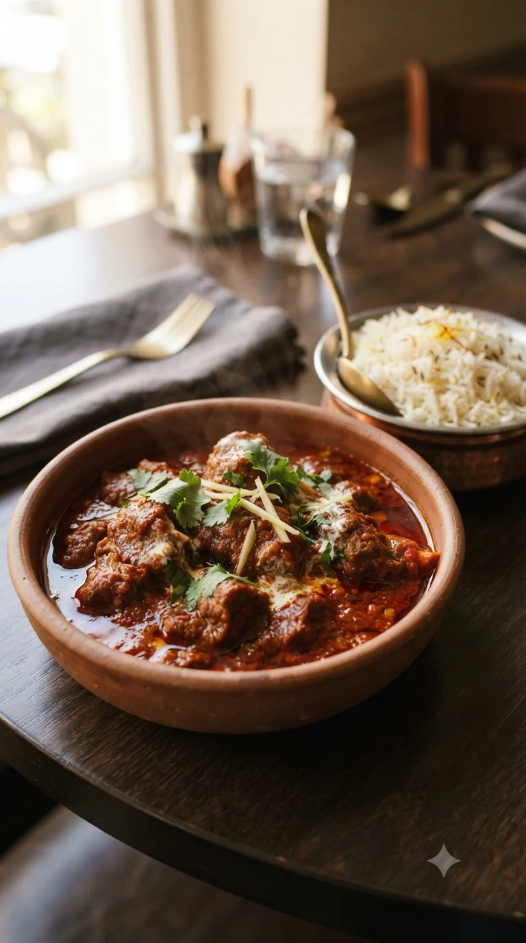 Gros plan sur rogan josh indien, plat traditionnel de l’Inde