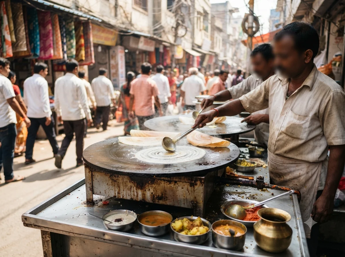 Vue patrimoniale évoquant l’origine de dosa indien en Inde