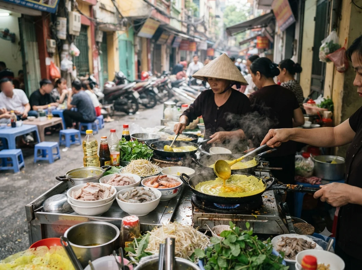 Vue patrimoniale évoquant l’origine de bánh xèo vietnamien au Vietnam
