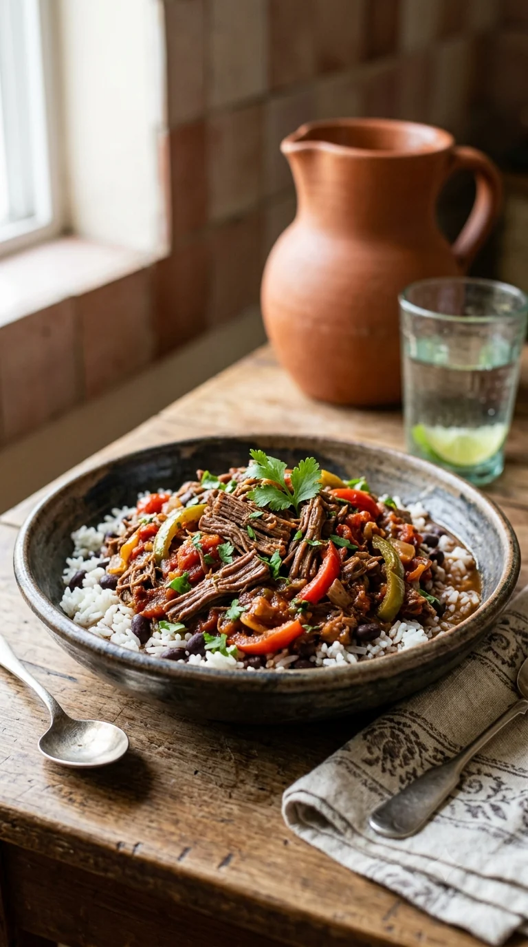Ropa vieja cubaine, présentation finale fidèle à la spécialité de Cuba