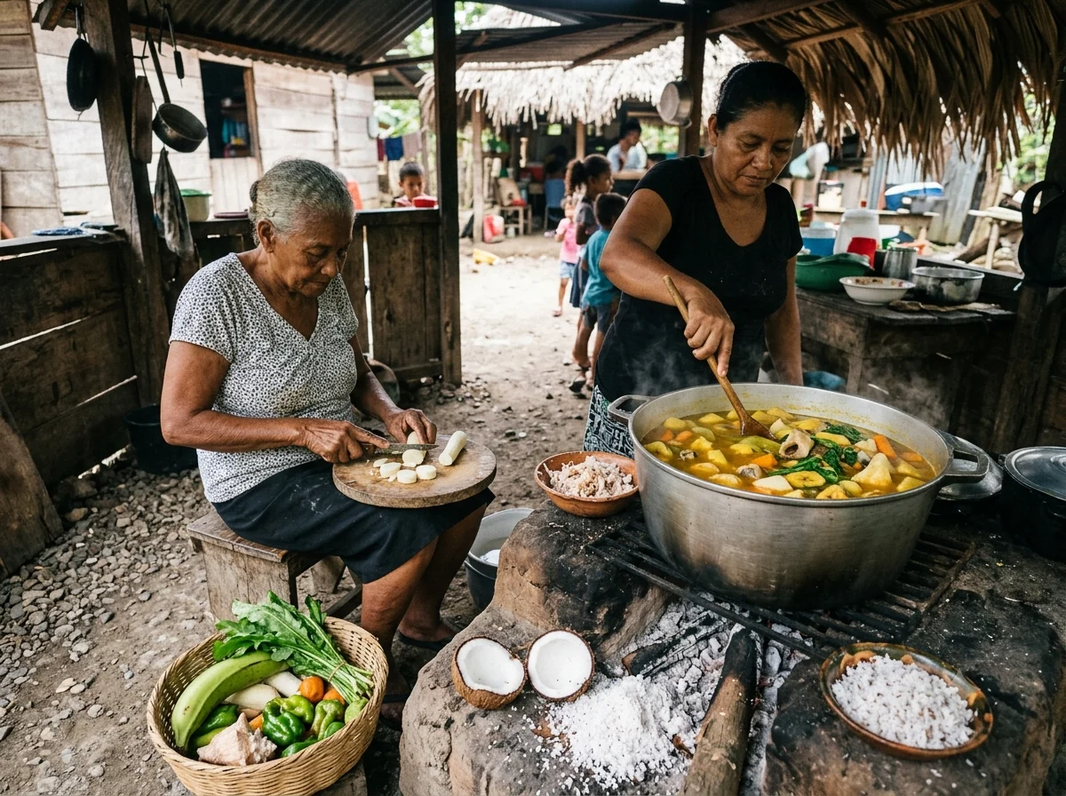 Scène culturelle évoquant sopa de caracol hondurienne et la cuisine de Honduras