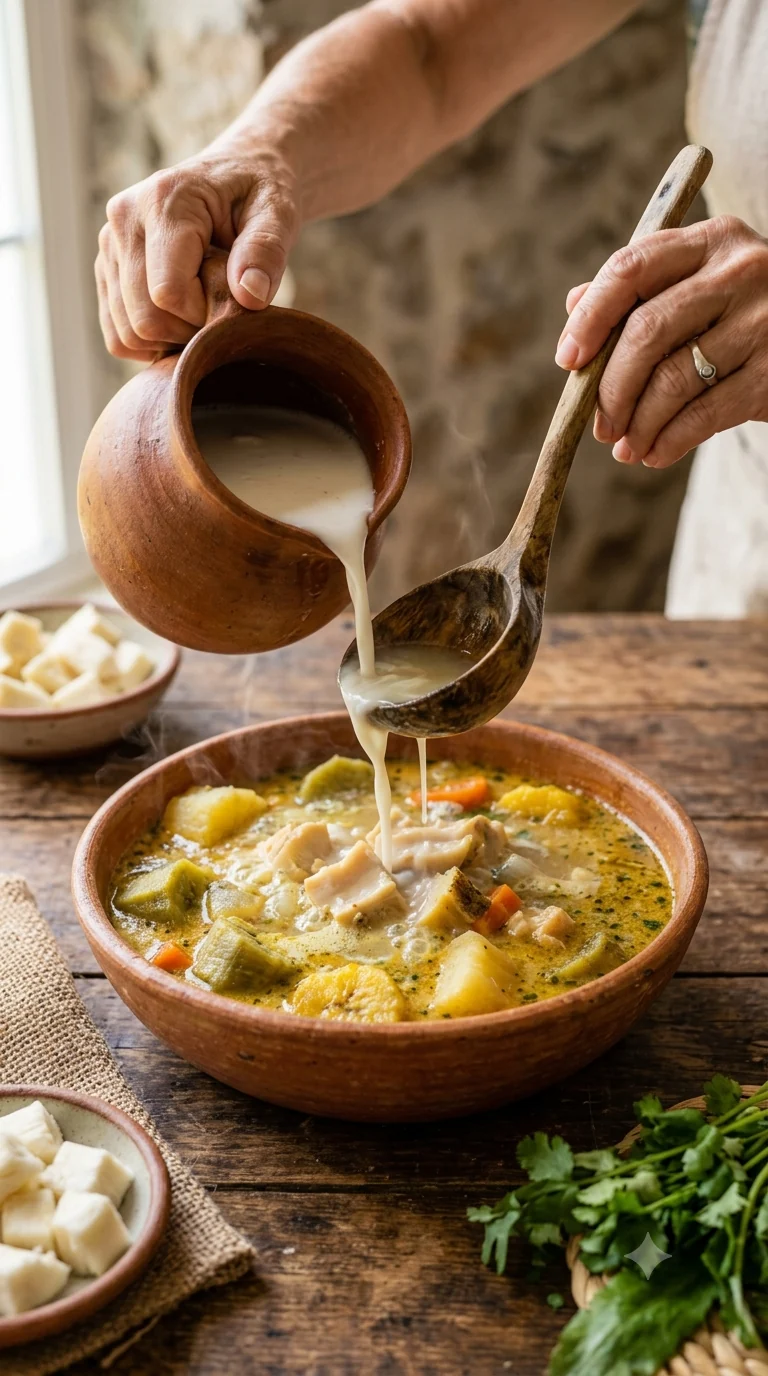 Geste de préparation de sopa de caracol hondurienne