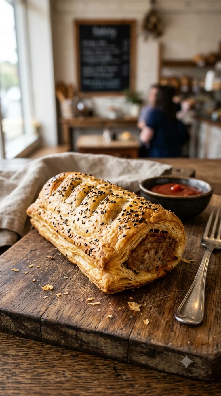 Sausage roll australien, présentation finale fidèle à la spécialité de Australie