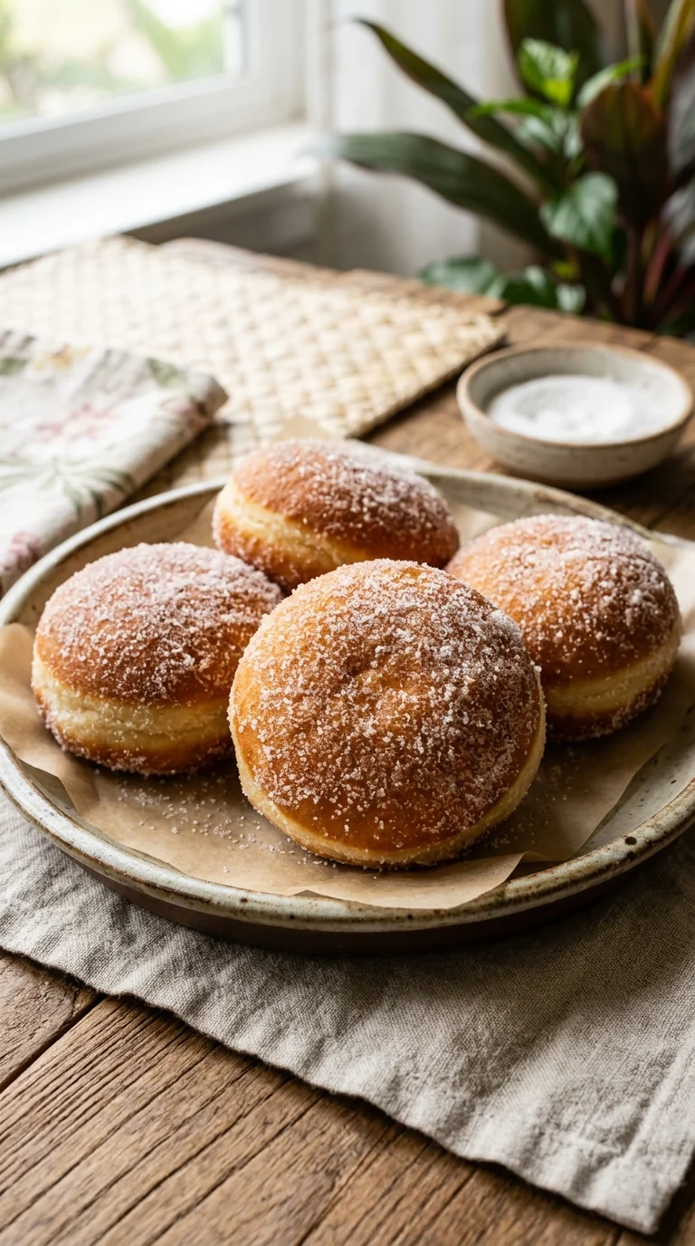 Malasada hawaïenne, présentation finale fidèle à la spécialité de Hawaï