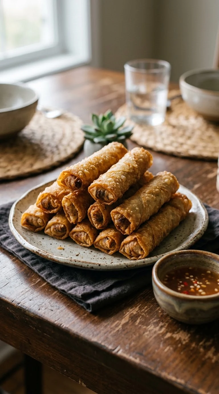 Lumpiang Shanghai philippin, petits rouleaux frits croustillants au porc