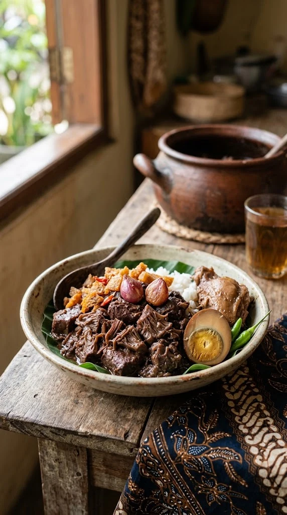 Gudeg indonésien de jeune jacquier mijoté au lait de coco