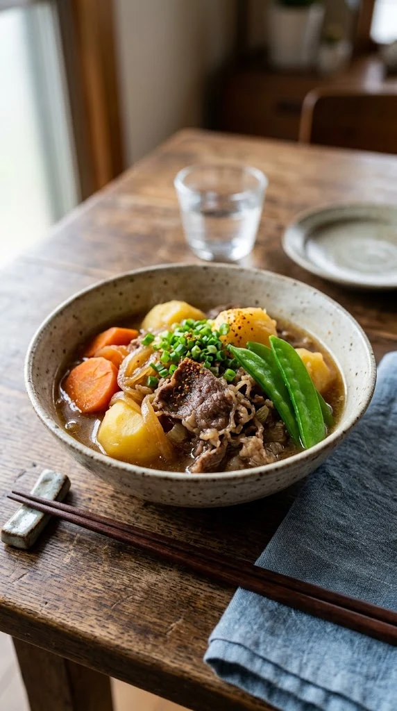 Nikujaga japonais, viande et pommes de terre mijotées
