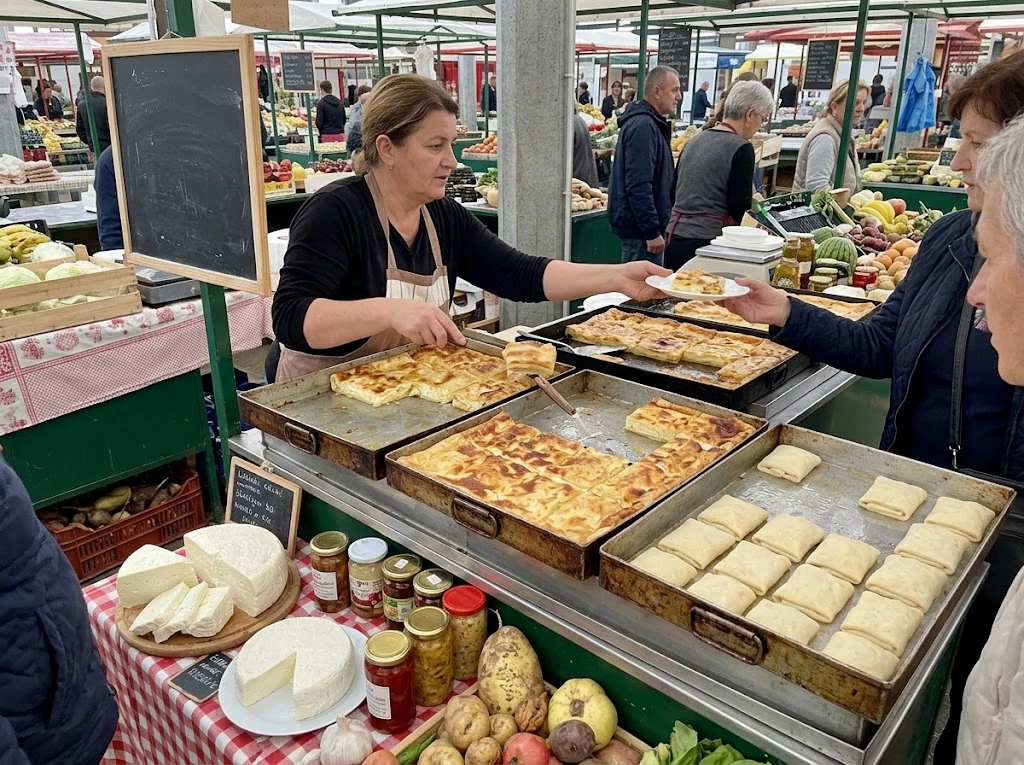 Préparation de štrukli au fromage frais dans une cuisine du nord de la Croatie