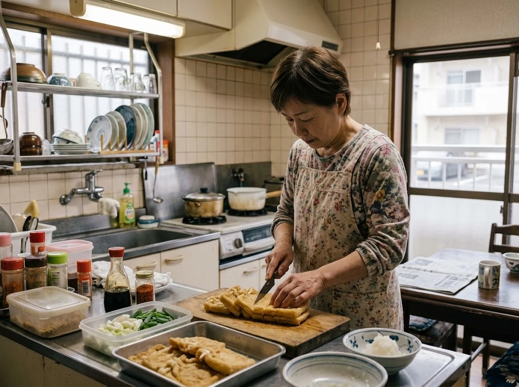 Aburaage japonais utilisé dans une soupe de nouilles kitsune udon