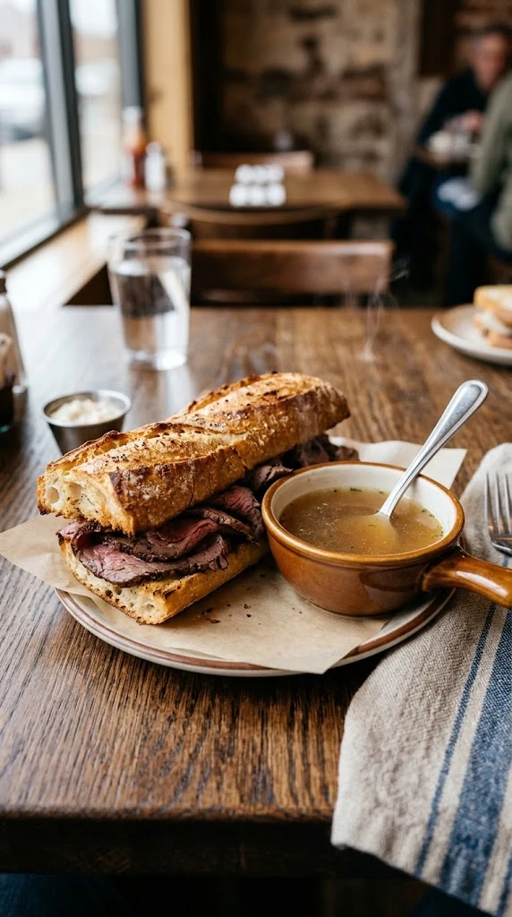 French dip sandwich américain