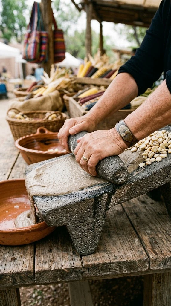 Préparation traditionnelle du maïs pour obtenir de la masa