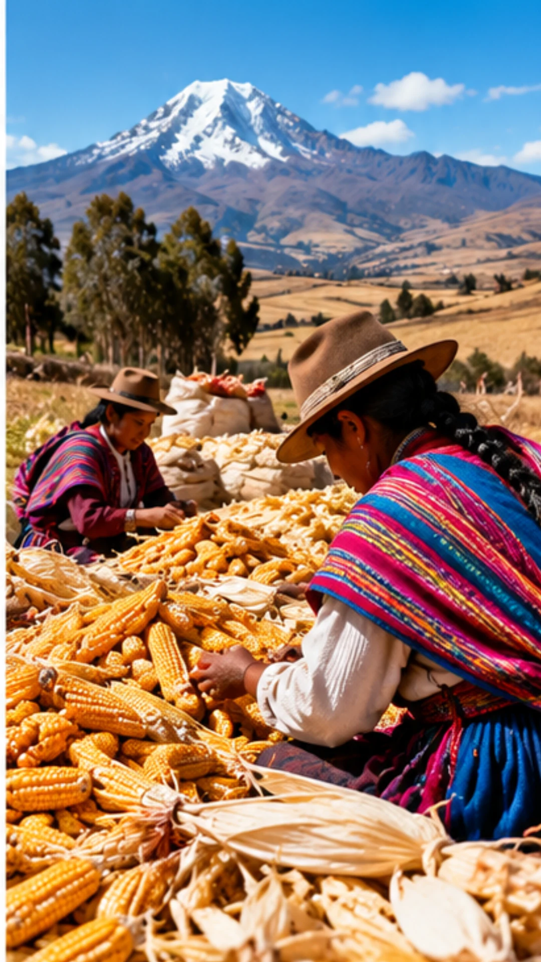 Variétés de maïs présentées dans un marché latino-américain